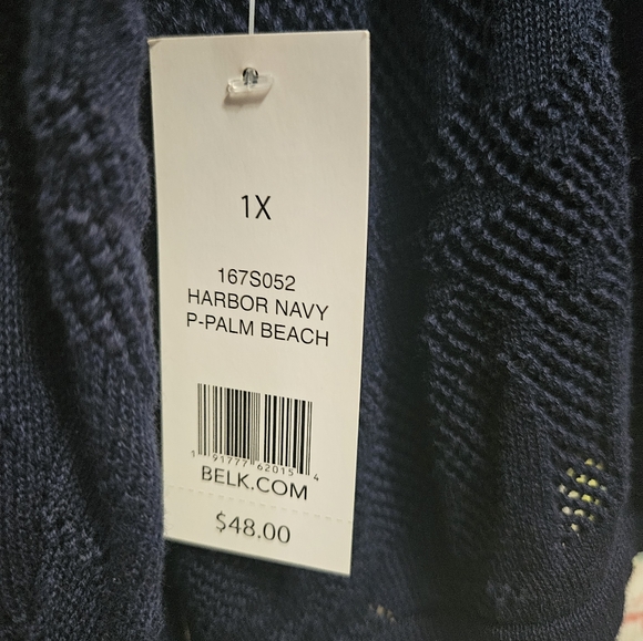 Kim Rogers curvy cardigan navy blue crocheted look NWT 1X - Picture 5 of 12